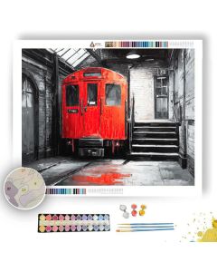 SCARLET TRAIN DOOR B&W - Paint by Numbers Full Kit