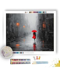 VERMILION RAIN FIGURE B&W - Paint by Numbers Full Kit