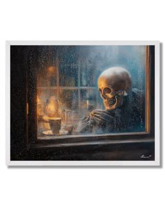 SKELETON WINDOW RAIN - FRAMED