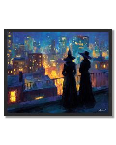 BALCONY NIGHT FRIENDS - FRAMED