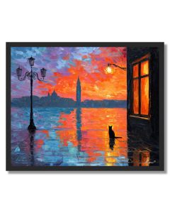 VENICE WINDOW CAT SILHOUETTE - FRAMED