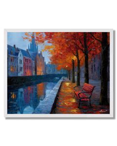 BRUGES CANAL SIDE BENCH - FRAMED