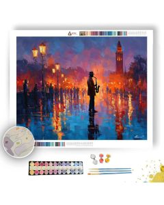 MARRAKECH SAXOPHONIST UNDER LAMPS - Paint by Numbers Full Kit