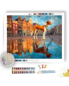 AMSTERDAM DOG ON LEASH - Paint by Numbers Full Kit