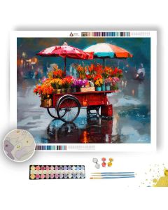BANGKOK FLOWER CART RAIN - Paint by Numbers Full Kit