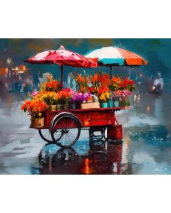 BANGKOK FLOWER CART RAIN
