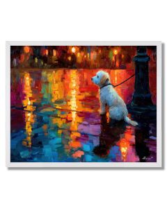 SANTIAGO DOG ON LEASH - FRAMED