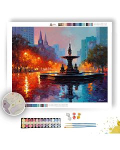 MELBOURNE STONE FOUNTAIN SQUARE - Paint by Numbers Full Kit