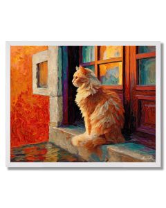LISBON CAT ON WINDOWSILL - FRAMED
