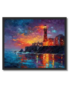 MUMBAI LIGHTHOUSE ON CLIFF - FRAMED