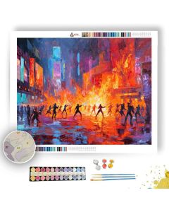 RAINSTORM OVER NEON PLAZA - Paint by Numbers Full Kit