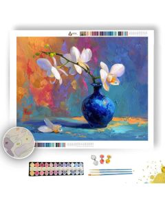 ORCHID IN COBALT VASE - Paint by Numbers Full Kit