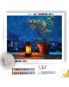 BALCONY NIGHT LANTERN PLANT - Paint by Numbers Full Kit