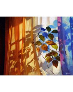 SHEER CURTAIN LEAF SHADOWS