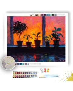 SUNSET WINDOW PLANT LINEUP - Paint by Numbers Full Kit