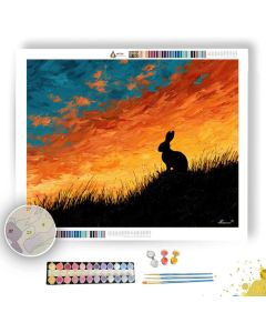 BUNNY SILHOUETTE SUNSET RIDGE - Paint by Numbers Full Kit