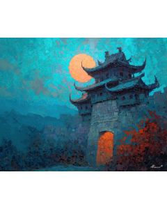 AT TEMPLE ROOF MOON