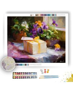 WINDOW AND VIOLETS - Paint by Numbers Full Kit