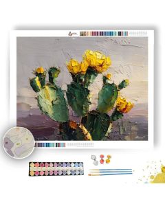 CACTUS WITH YELLOW BLOOM - Paint by Numbers Full Kit