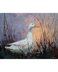 DUCK BESIDE REEDS SHADOW