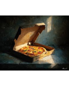 PIZZA IN CARDBOARD BOX