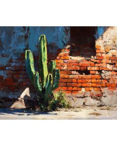 CACTUS BESIDE ADOBE WALL