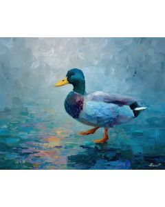 DUCK IN MORNING FOG