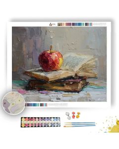 APPLE BESIDE BOOK - Paint by Numbers Full Kit