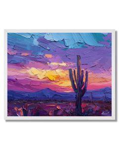 CACTUS UNDER PURPLE SKY - FRAMED