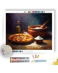 PIZZA BESIDE FLOUR BOWL - Paint by Numbers Full Kit