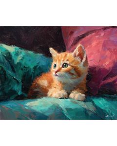 KITTEN NEAR PILLOW