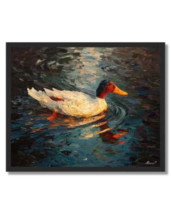 DUCK GLIDING THROUGH WATER - FRAMED