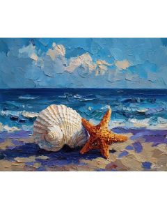 SHELL BESIDE STARFISH