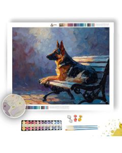 DOG NEAR PARK BENCH - Paint by Numbers Full Kit