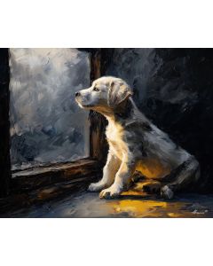 PUPPY LOOKING OUTSIDE