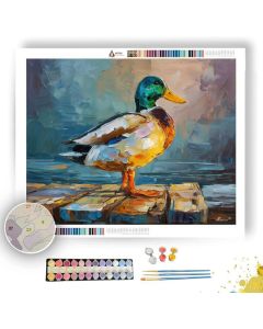 DUCK NEAR WOODEN PIER - Paint by Numbers Full Kit