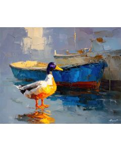 DUCK BESIDE BOAT