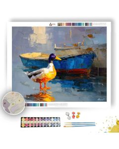 DUCK BESIDE BOAT - Paint by Numbers Full Kit