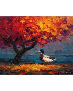 DUCK UNDER AUTUMN TREE