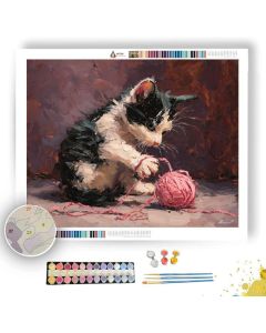 KITTEN PLAYING WITH YARN - Paint by Numbers Full Kit