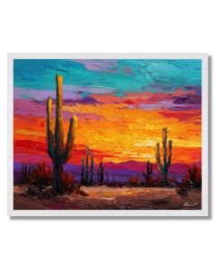 DESERT CACTUS SUNSET - FRAMED