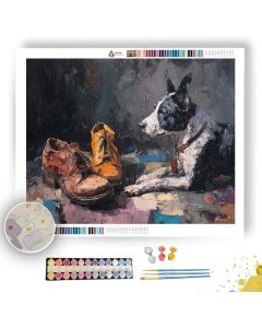 DOG BESIDE SHOES - Paint by Numbers Full Kit