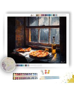 PIZZA NEAR WINDOW LIGHT - Paint by Numbers Full Kit