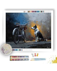 DOG BESIDE BICYCLE - Paint by Numbers Full Kit