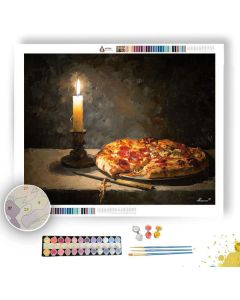 PIZZA BESIDE CANDLE - Paint by Numbers Full Kit
