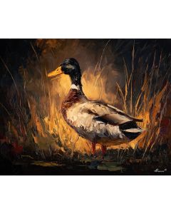 DUCK IN GOLDEN REEDS