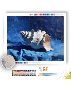 SHELL ON BLUE CLOTH - Paint by Numbers Full Kit