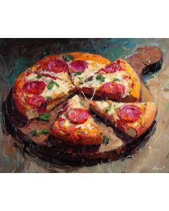 PIZZA ON RUSTIC BOARD