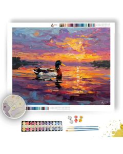 DUCK SWIMMING AT SUNSET - Paint by Numbers Full Kit