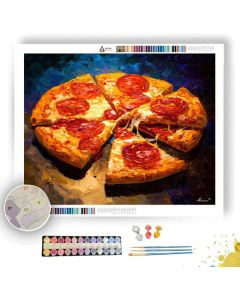 PIZZA WITH PEPPERONI - Paint by Numbers Full Kit